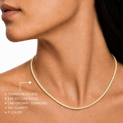Lab-Grown Diamond Round Tennis Necklace in 14K White Gold or 14K Yellow Gold