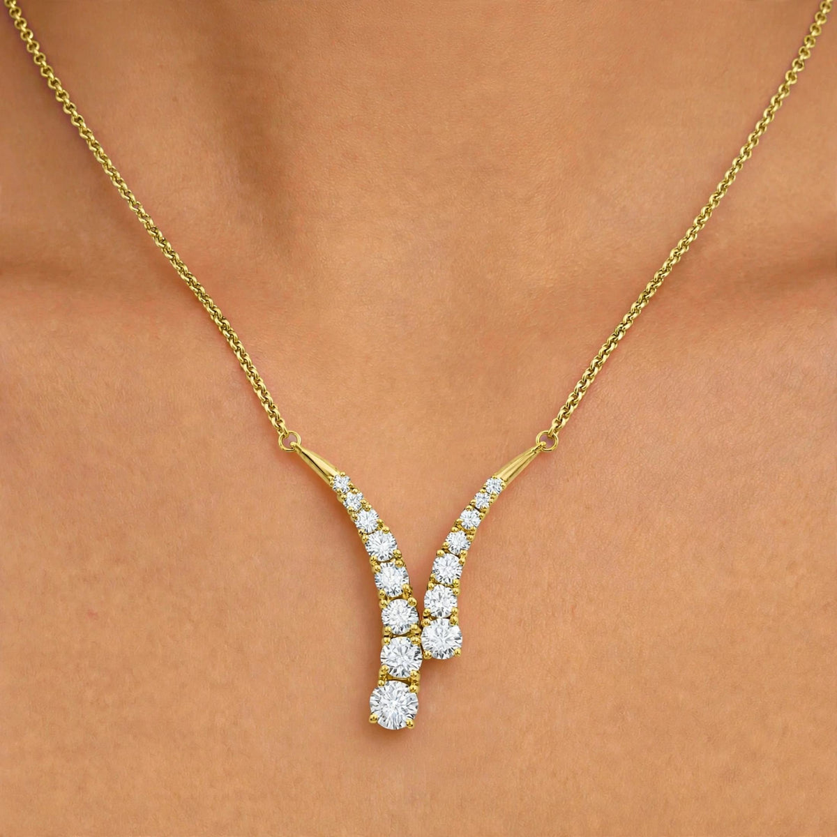 3 ct. T.W. Lab-Grown Diamond Round Y Necklace in Sterling Silver or 14K Gold over Silver