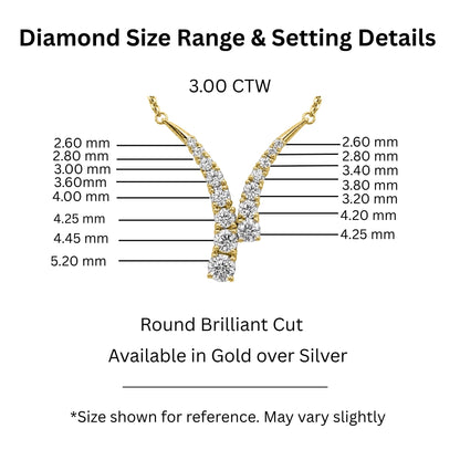 3 ct. T.W. Lab-Grown Diamond Round Y Necklace in Sterling Silver or 14K Gold over Silver