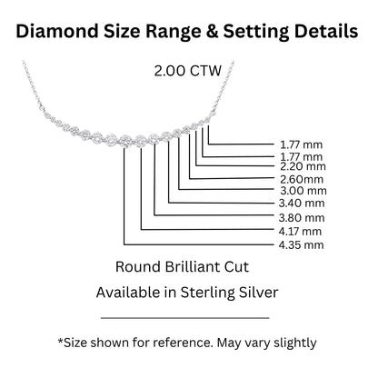 2 ct. T.W. Lab-Grown Diamond Round Smile Necklace in Sterling Silver or 14K Gold over Silver