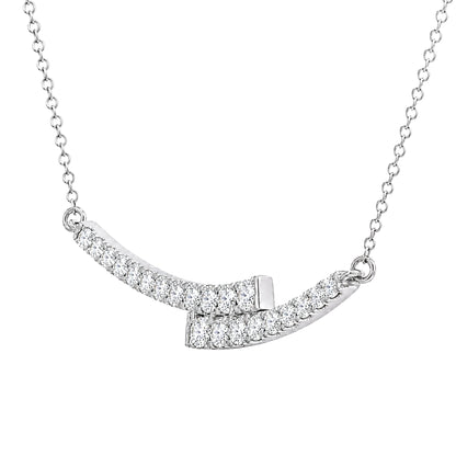 1 ct. T.W. Lab-Grown Diamond Round Smile Necklace in Sterling Silver or 14K Gold over Silver