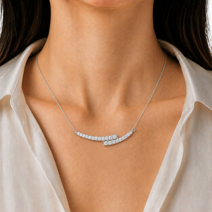 1 ct. T.W. Lab-Grown Diamond Round Smile Necklace in Sterling Silver or 14K Gold over Silver