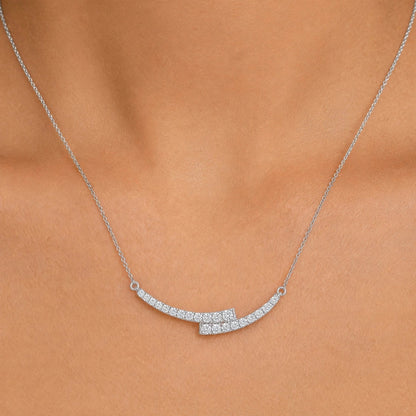 1 ct. T.W. Lab-Grown Diamond Round Smile Necklace in Sterling Silver or 14K Gold over Silver