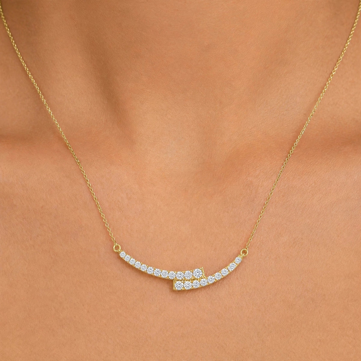 1 ct. T.W. Lab-Grown Diamond Round Smile Necklace in Sterling Silver or 14K Gold over Silver