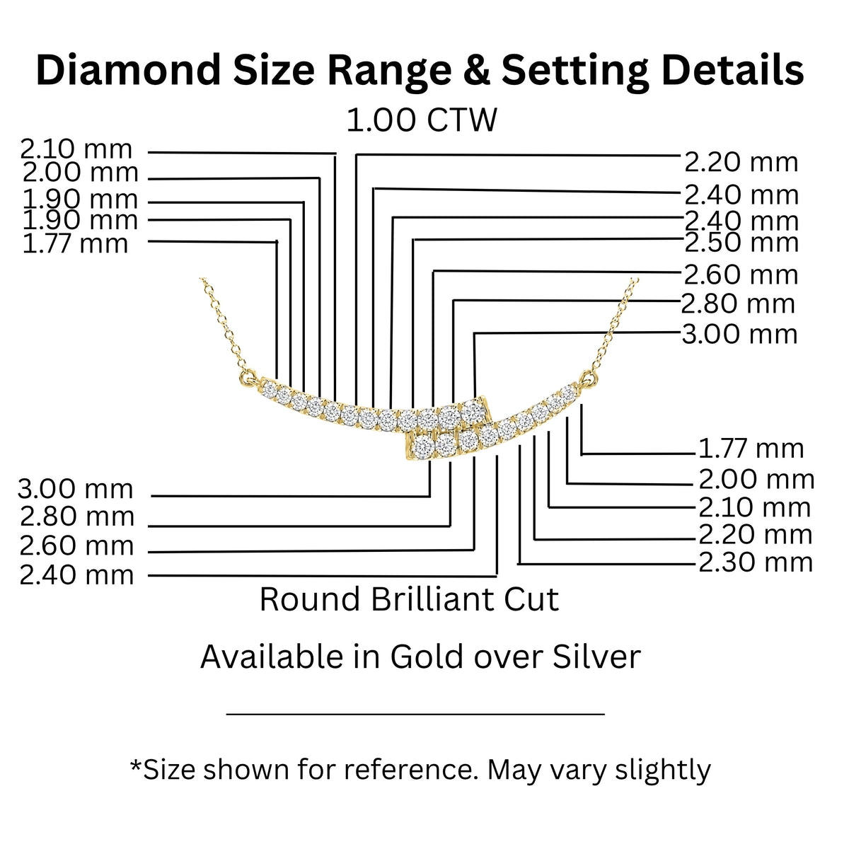 1 ct. T.W. Lab-Grown Diamond Round Smile Necklace in Sterling Silver or 14K Gold over Silver