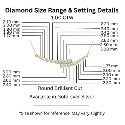 1 ct. T.W. Lab-Grown Diamond Round Smile Necklace in Sterling Silver or 14K Gold over Silver