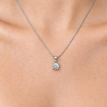 Lab-Grown Diamond Round Solitaire Pendant Necklace in 14K White Gold or 14K Yellow Gold