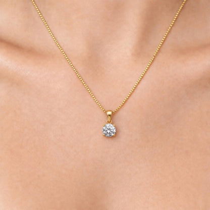 Lab-Grown Diamond Solitaire Pendant Necklace in 14K White Gold or 14K Yellow Gold