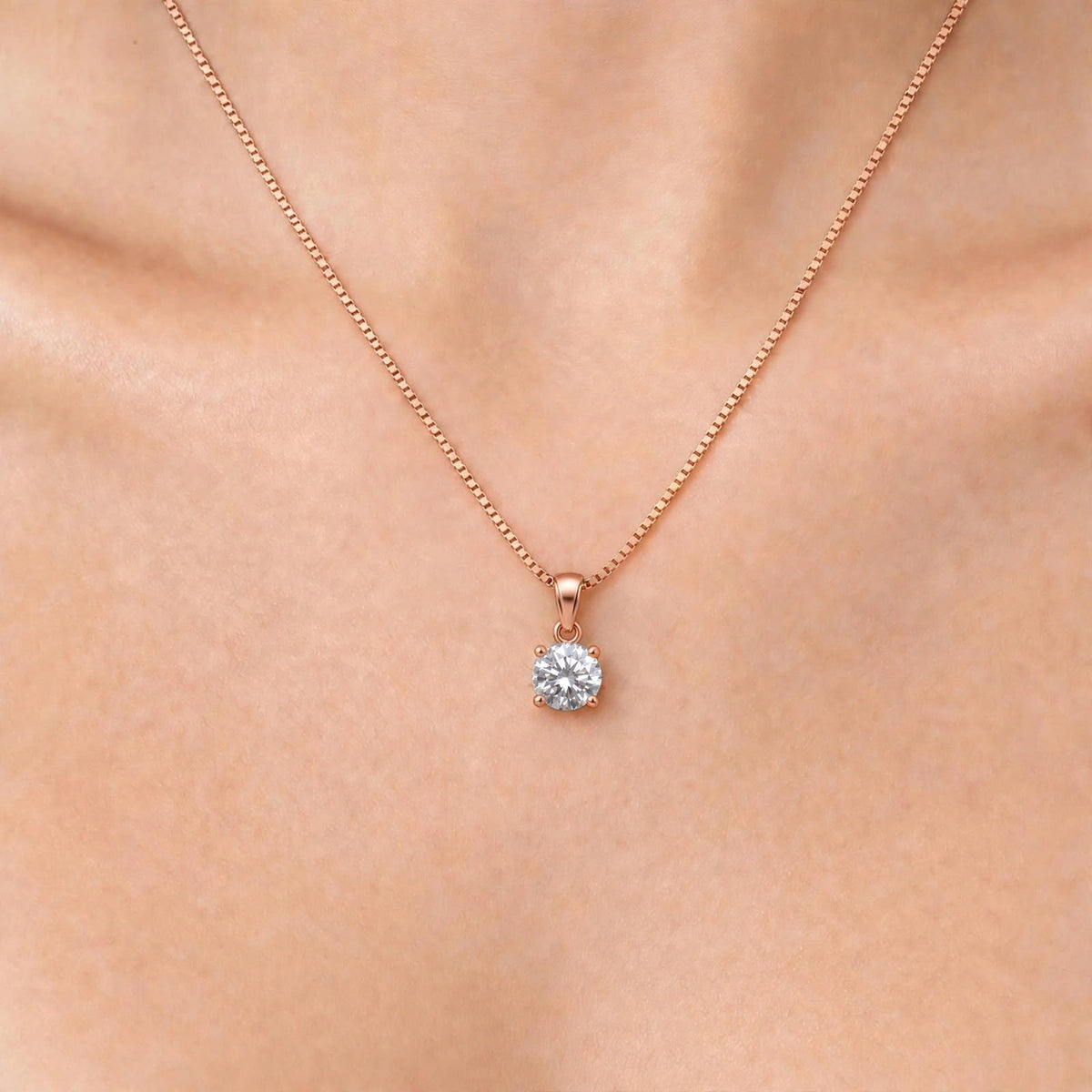 Lab-Grown Diamond Round Solitaire Pendant Necklace in 14K White Gold or 14K Yellow Gold