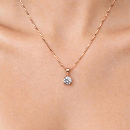 Lab-Grown Diamond Round Solitaire Pendant Necklace in 14K White Gold or 14K Yellow Gold