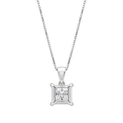 Lab-Grown Diamond Princess Solitaire Pendant Necklace in 14K White Gold or 14K Yellow Gold