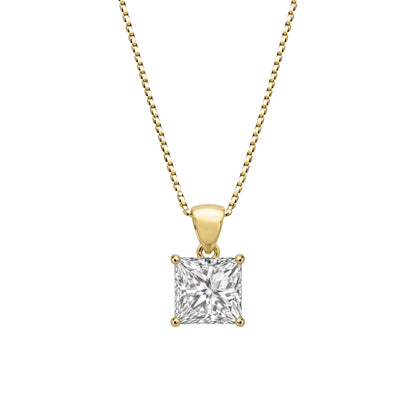 Lab-Grown Diamond Princess Solitaire Pendant Necklace in 14K White Gold or 14K Yellow Gold