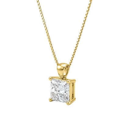 Lab-Grown Diamond Princess Solitaire Pendant Necklace in 14K White Gold or 14K Yellow Gold