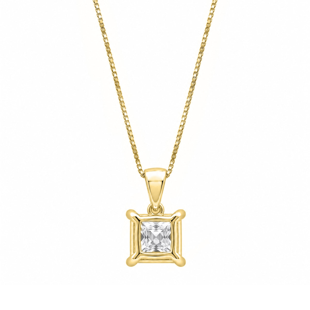 Lab-Grown Diamond Princess Solitaire Pendant Necklace in 14K White Gold or 14K Yellow Gold