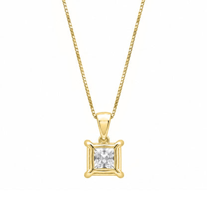 Lab-Grown Diamond Princess Solitaire Pendant Necklace in 14K White Gold or 14K Yellow Gold