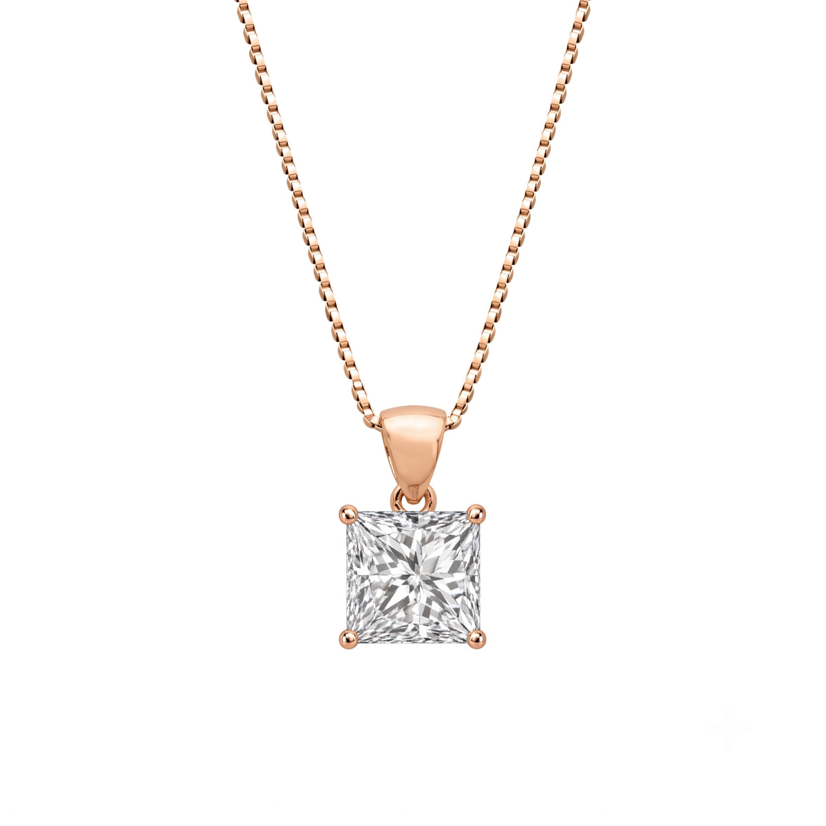 Lab-Grown Diamond Princess Solitaire Pendant Necklace in 14K White Gold or 14K Yellow Gold