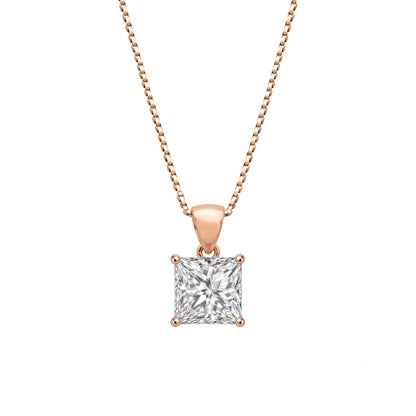 Lab-Grown Diamond Princess Solitaire Pendant Necklace in 14K White Gold or 14K Yellow Gold