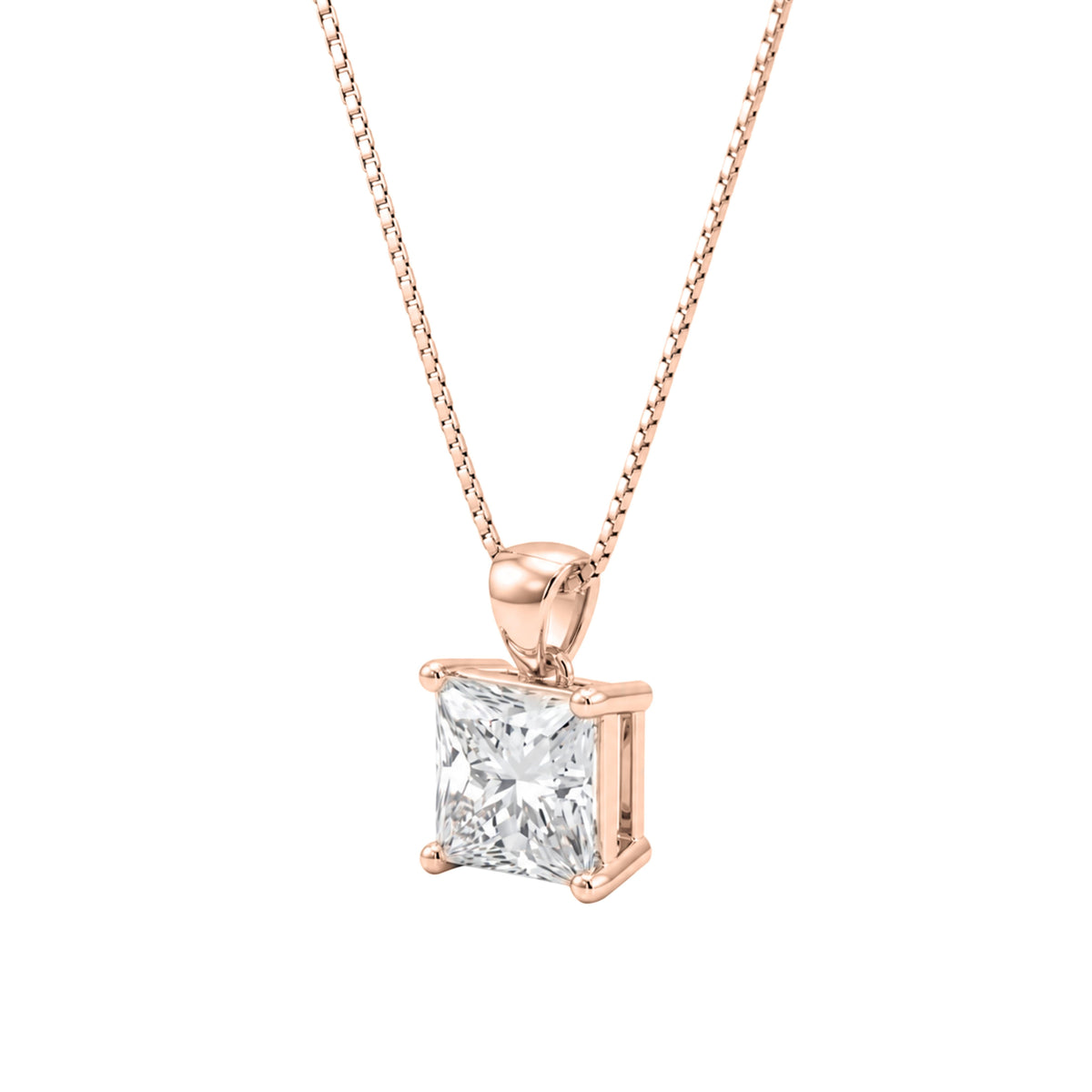 Lab-Grown Diamond Princess Solitaire Pendant Necklace in 14K White Gold or 14K Yellow Gold