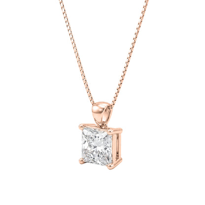 Lab-Grown Diamond Princess Solitaire Pendant Necklace in 14K White Gold or 14K Yellow Gold