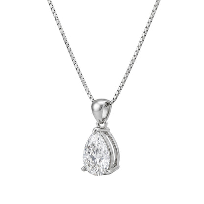 Lab-Grown Diamond Pear Solitaire Pendant Necklace in 14K White Gold or 14K Yellow Gold