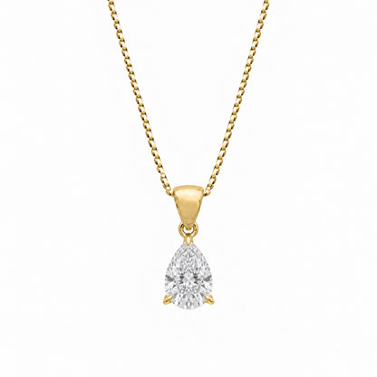 Lab-Grown Diamond Pear Solitaire Pendant Necklace in 14K White Gold or 14K Yellow Gold