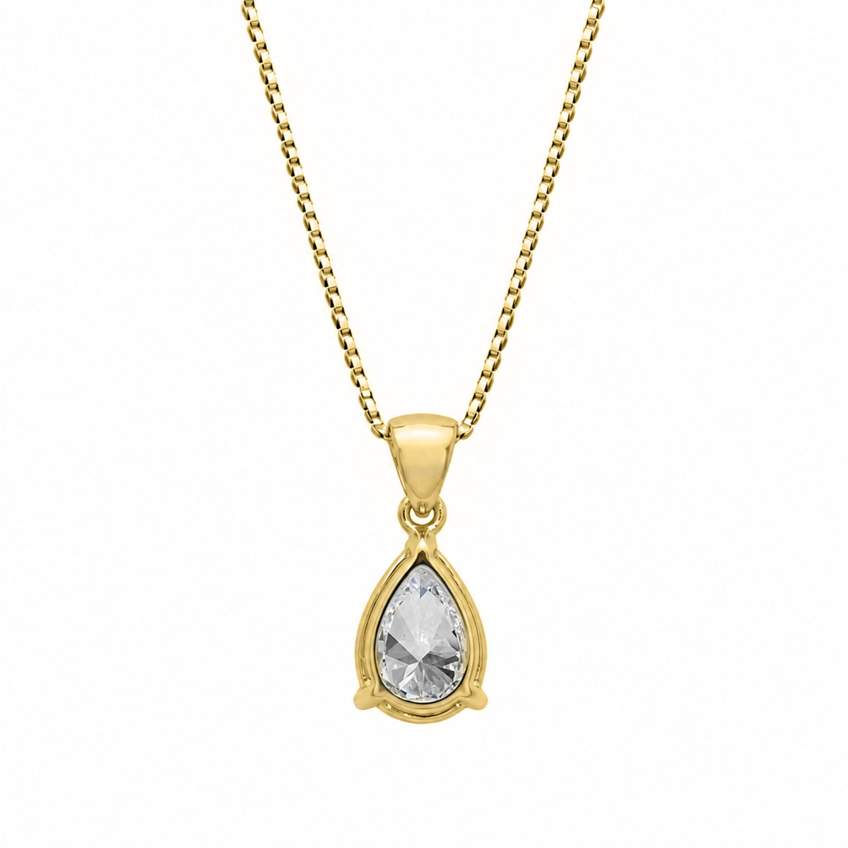 Lab-Grown Diamond Pear Solitaire Pendant Necklace in 14K White Gold or 14K Yellow Gold