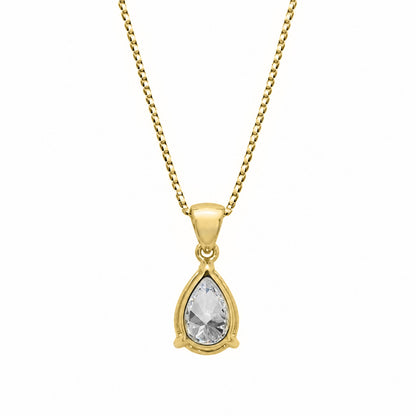 Lab-Grown Diamond Pear Solitaire Pendant Necklace in 14K White Gold or 14K Yellow Gold