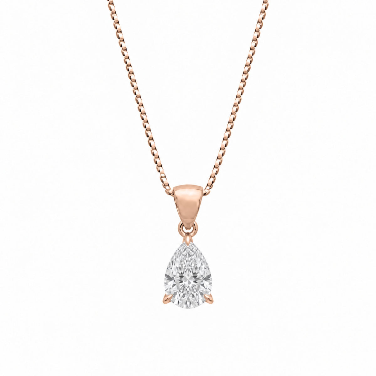Lab-Grown Diamond Pear Solitaire Pendant Necklace in 14K White Gold or 14K Yellow Gold