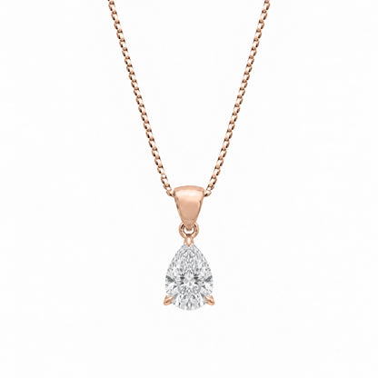 Lab-Grown Diamond Pear Solitaire Pendant Necklace in 14K White Gold or 14K Yellow Gold