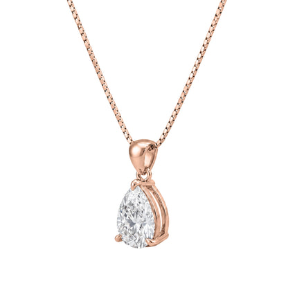 Lab-Grown Diamond Pear Solitaire Pendant Necklace in 14K White Gold or 14K Yellow Gold