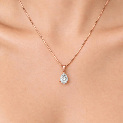 Lab-Grown Diamond Pear Solitaire Pendant Necklace in 14K White Gold or 14K Yellow Gold