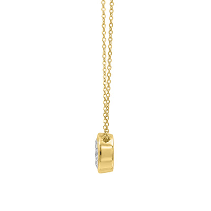 Lab-Grown Diamond Oval Solitaire Bezel Pendant Necklace in 14K White Gold or 14K Yellow Gold