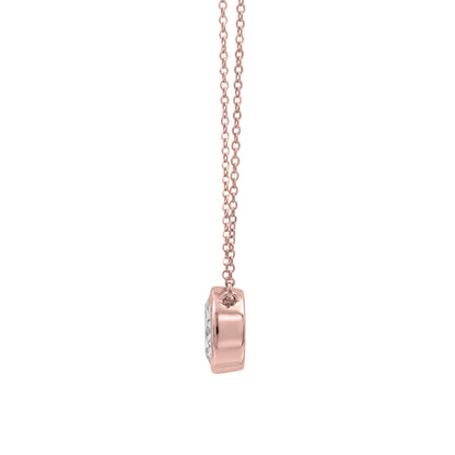 Lab-Grown Diamond Oval Solitaire Bezel Pendant Necklace in 14K White Gold or 14K Yellow Gold