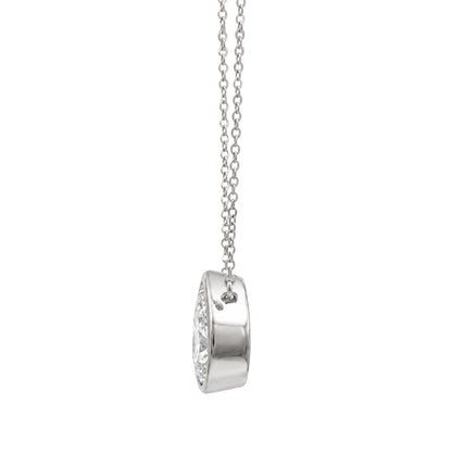 Lab-Grown Diamond Pear Solitaire Bezel Pendant Necklace in 14K White Gold or 14K Yellow Gold