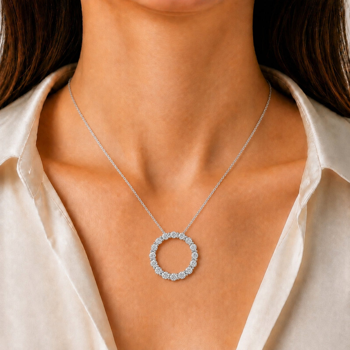 1 ct. T.W. Lab-Grown Diamond Round Pendant Necklace in Sterling Silver or 14K Gold over Silver