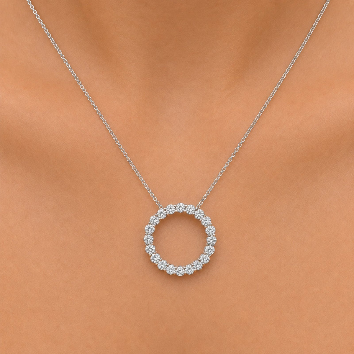 1 ct. T.W. Lab-Grown Diamond Round Pendant Necklace in Sterling Silver or 14K Gold over Silver