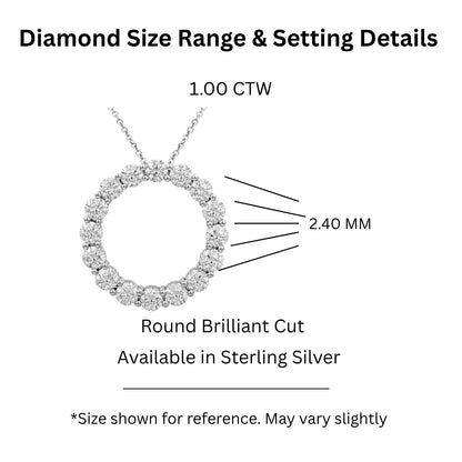 1 ct. T.W. Lab-Grown Diamond Round Pendant Necklace in Sterling Silver or 14K Gold over Silver