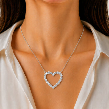 2 ct. T.W. Lab-Grown Diamond Round Heart Pendant Necklace in Sterling Silver or 14K Gold over Silver