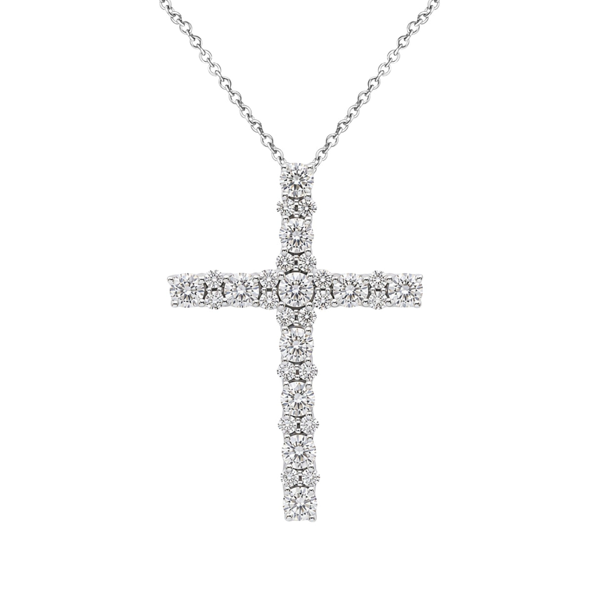 2 ct. T.W. Lab-Grown Diamond Round Cross Pendant Necklace in Sterling Silver or 14K Gold over Silver