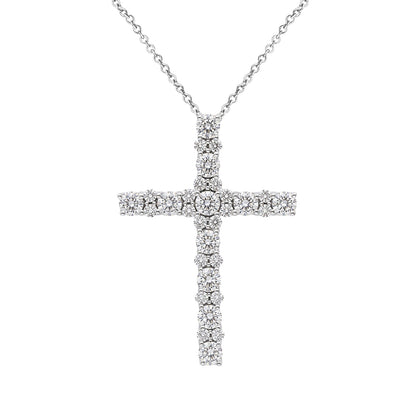 2 ct. T.W. Lab-Grown Diamond Round Cross Pendant Necklace in Sterling Silver or 14K Gold over Silver