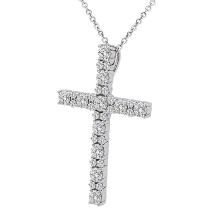2 ct. T.W. Lab-Grown Diamond Round Cross Pendant Necklace in Sterling Silver or 14K Gold over Silver