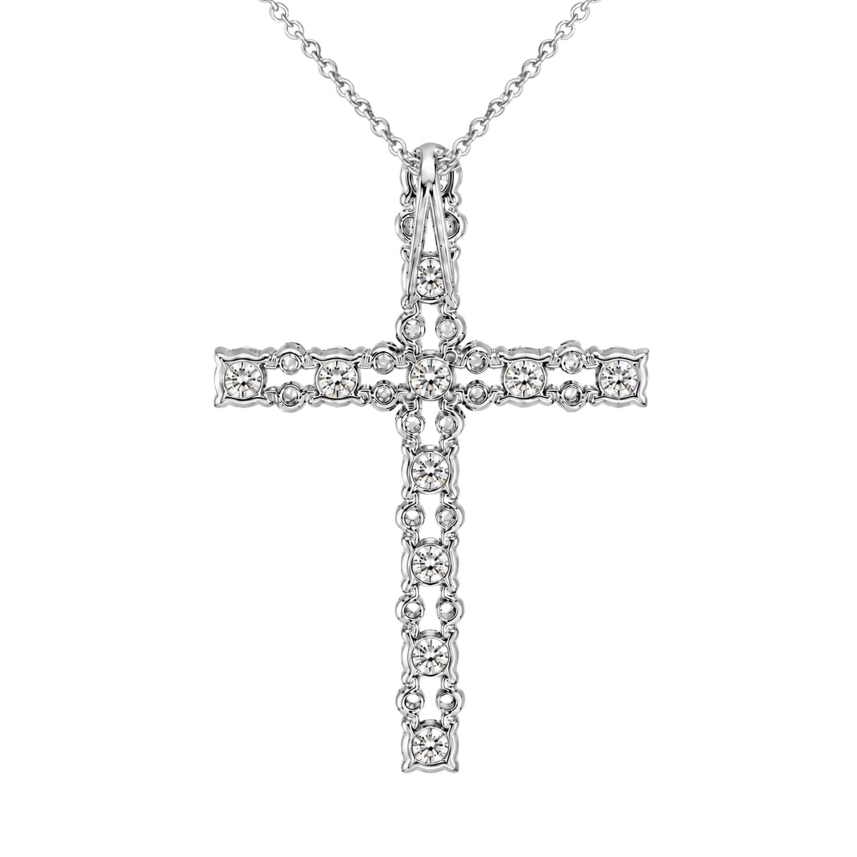 2 ct. T.W. Lab-Grown Diamond Round Cross Pendant Necklace in Sterling Silver or 14K Gold over Silver