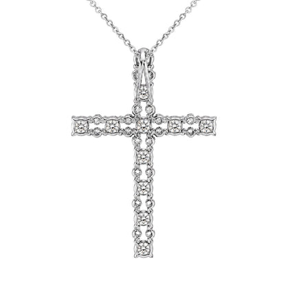 2 ct. T.W. Lab-Grown Diamond Round Cross Pendant Necklace in Sterling Silver or 14K Gold over Silver