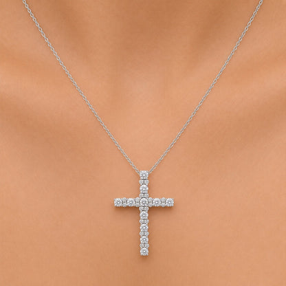 2 ct. T.W. Lab-Grown Diamond Round Cross Pendant Necklace in Sterling Silver or 14K Gold over Silver