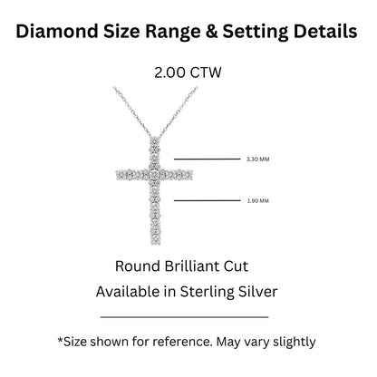2 ct. T.W. Lab-Grown Diamond Round Cross Pendant Necklace in Sterling Silver or 14K Gold over Silver