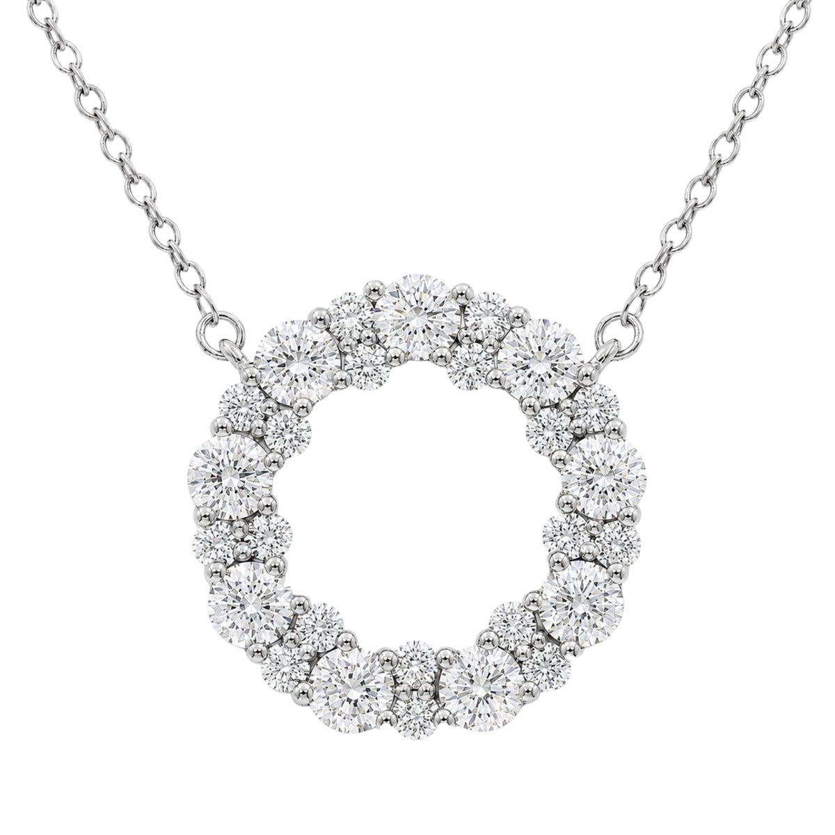 2 ct. T.W. Lab-Grown Diamond Round Pendant Necklace in Sterling Silver or 14K Gold over Silver