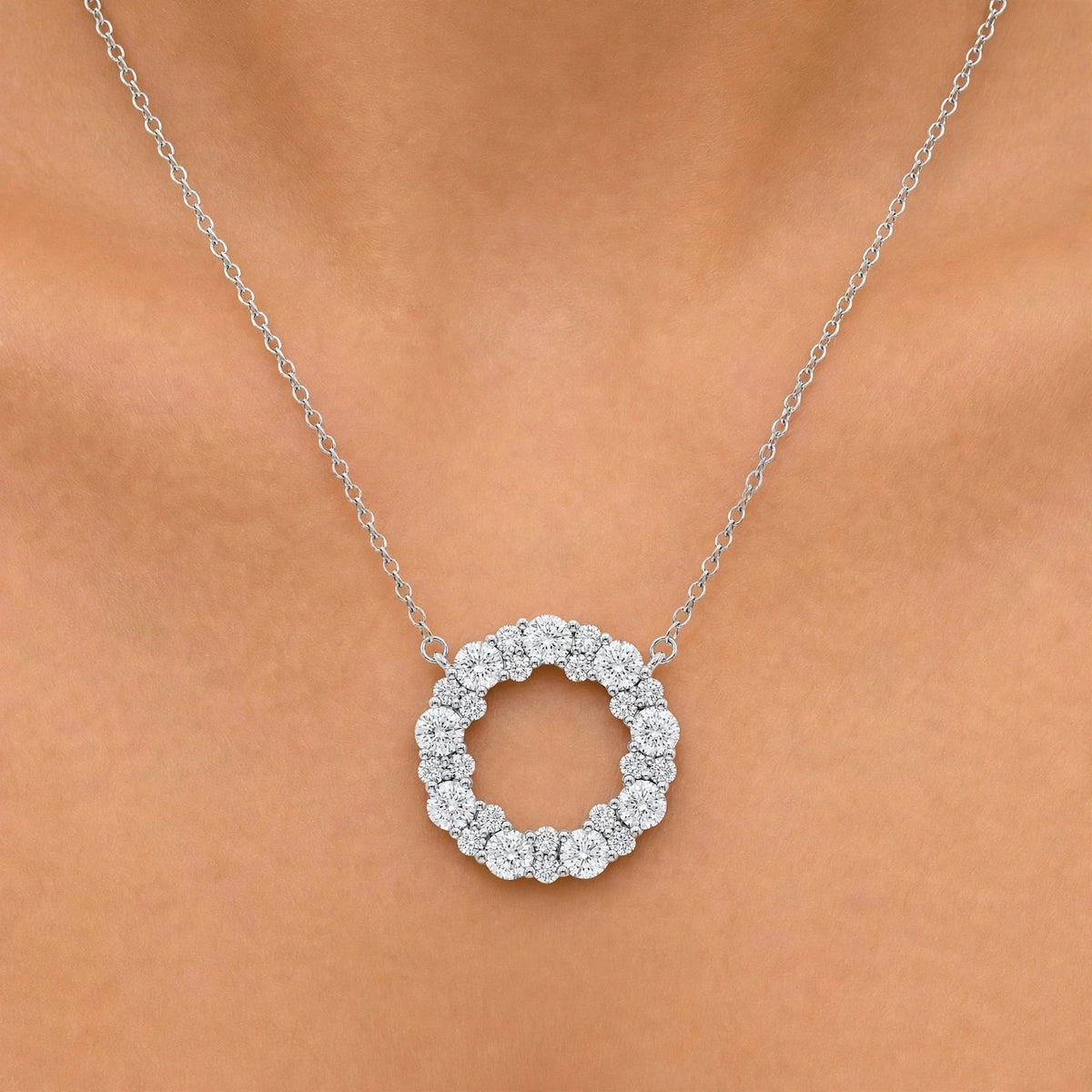 2 ct. T.W. Lab-Grown Diamond Round Pendant Necklace in Sterling Silver or 14K Gold over Silver