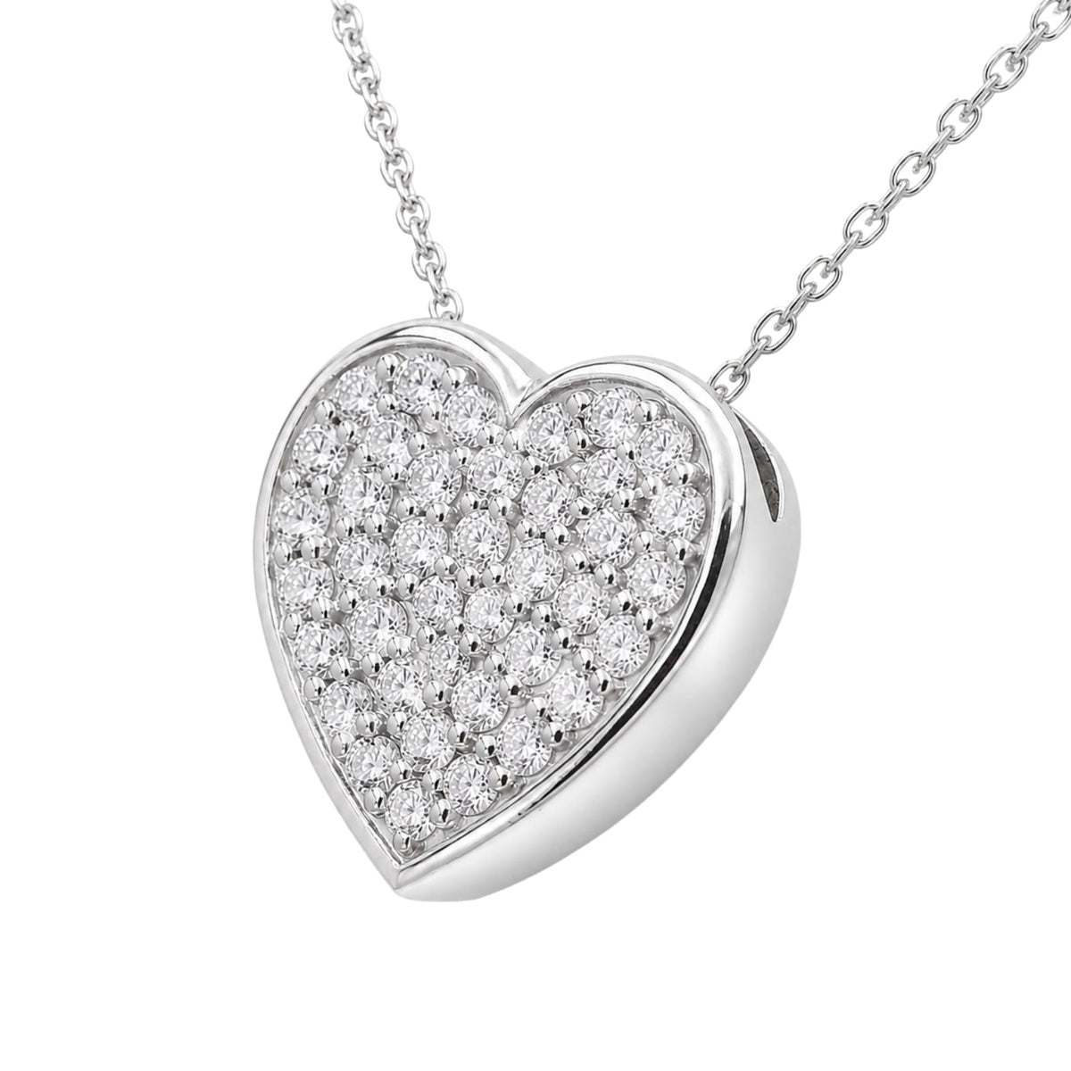 1 ct. T.W. Lab-Grown Diamond Round Heart Pendant Necklace in Sterling Silver or 14K Gold over Silver