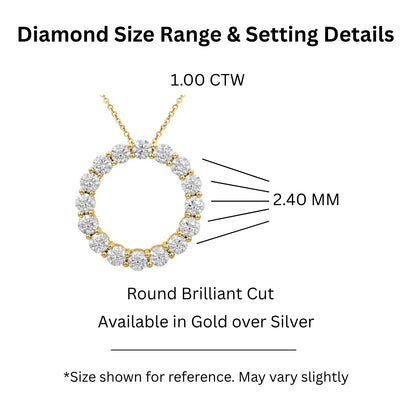 1 ct. T.W. Lab-Grown Diamond Round Pendant Necklace in Sterling Silver or 14K Gold over Silver
