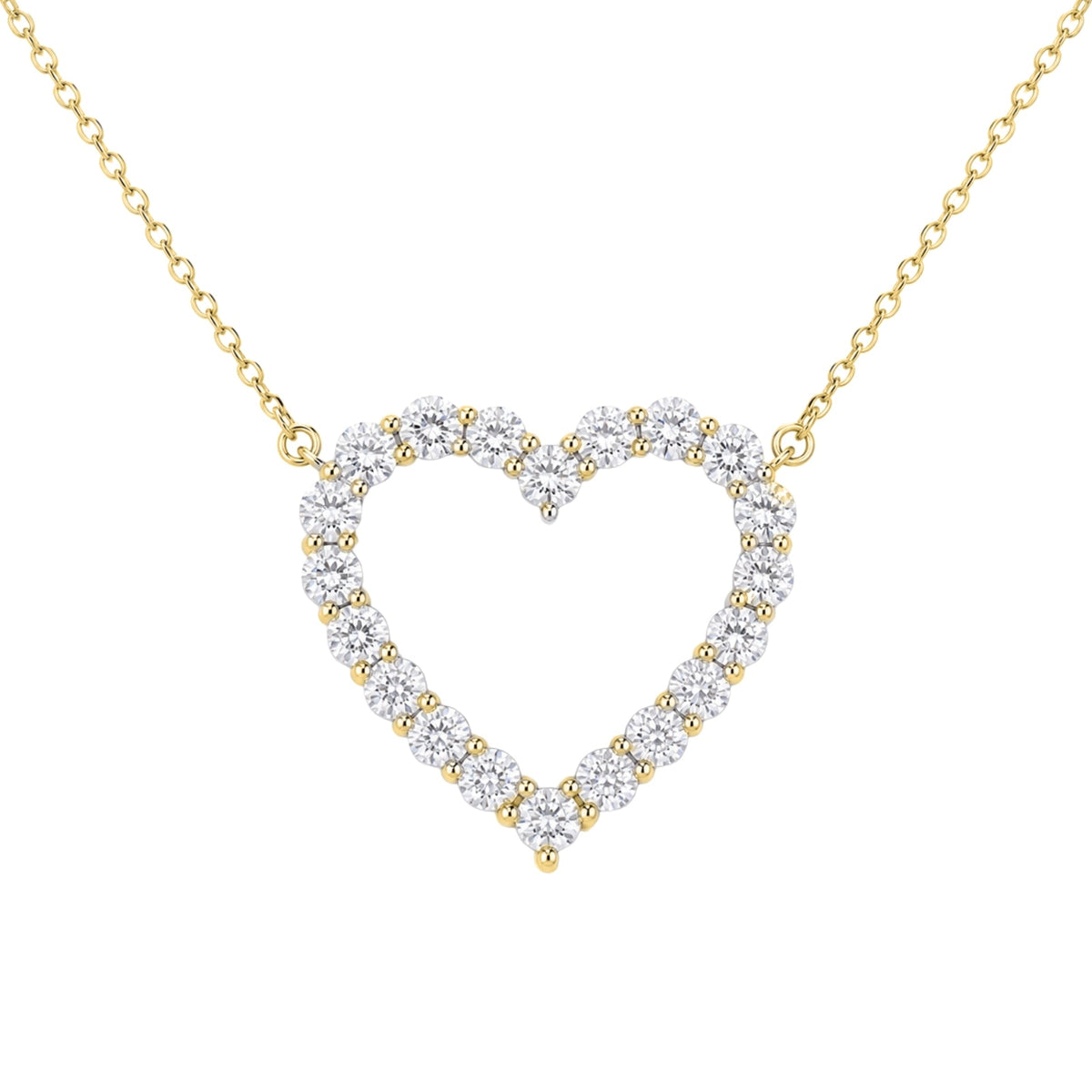 2 ct. T.W. Lab-Grown Diamond Round Heart Pendant Necklace in Sterling Silver or 14K Gold over Silver
